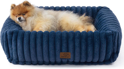 Bedsure Comfyfleece™ Cute Dog Bed for Small Medium Dogs Washable,25In Cream | Furry Puppy Beds,Square Rectangle Orthopedic Corduroy Aesthetic Pet Beds,Removable Zipper Cover,Non-Slip Bottom,Up to 15 Lbs43