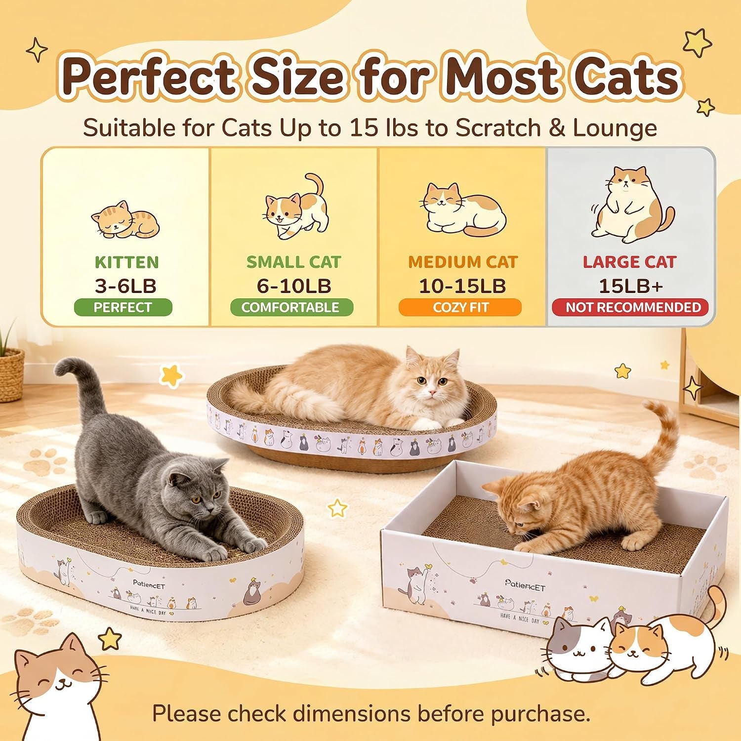 patiencet-3-in-1-cat-scratcher-cardboard-set-for-indoor-cats-cat-lounge-box-with-wide-slim-oval-cat-beds-corrugated-cat-scratching-board-for-furniture-protection-rest-play
