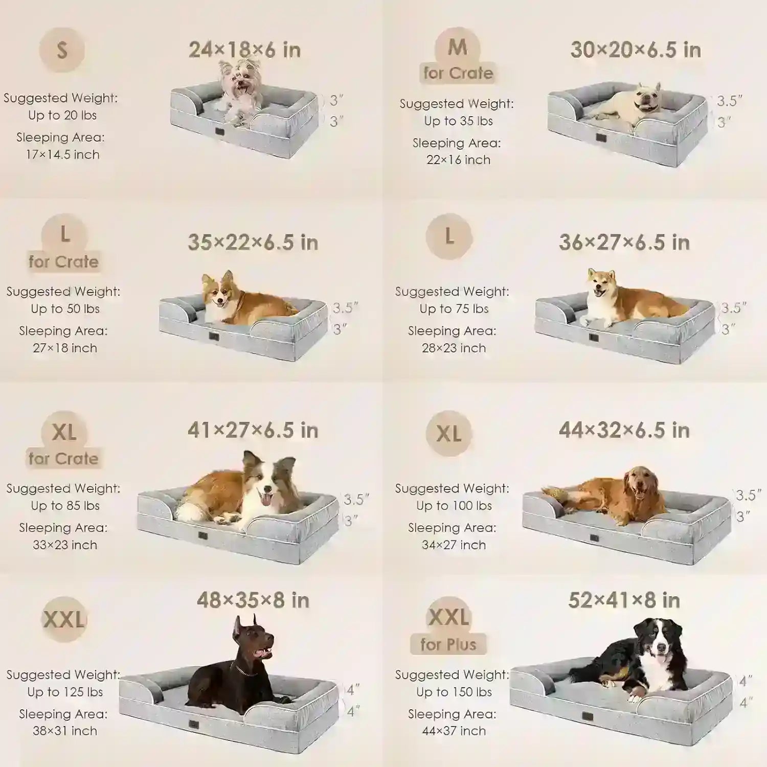 dog-beds-in-various-sizes-for-small-to-large-breeds-featuring-cozy-designs-and-detailed-dimensions