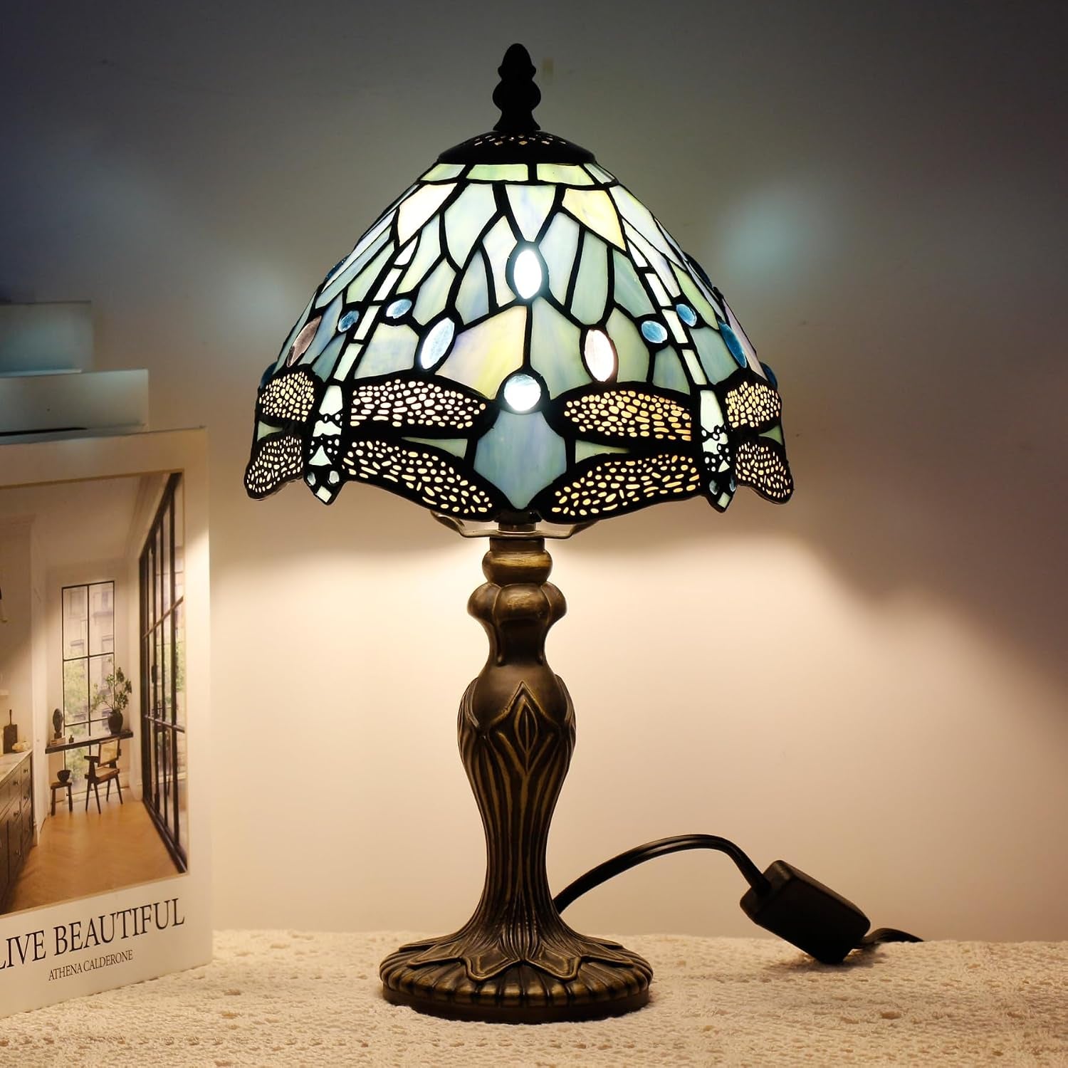 table-lamp-base-replacement-only-m-w-4-h-15-inch-fit-for-6-8-10-inch-tiffany-style-stained-glass-lampshade-dark-bronze-finish-resin-push-switch-on-cord