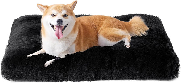 EHEYCIGA Fluffy Dog Crate Bed for Extra Large Dogs, Plush Faux Fur Pad, Calming anti Anxiety XL Bed for Crate, Washable Soft Warm Dog Mat with Non-Slip Bottom, Grey44