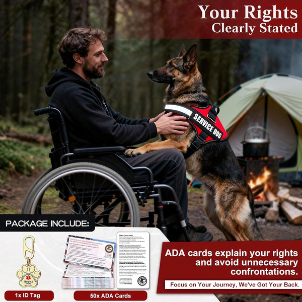 Opstin Service Dog Vest, ID Tag + 50 ADA Information Cards, Service Dog Harness in Sizes X Small to XX Large, Metal Dog Tag Has Ruggedized Clip, 2-Sided Service Animal Cards,Esa Accessory Set Small2