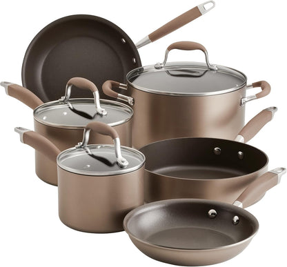 Advanced Home Hard Anodized Nonstick Cookware Set, Non Stick Pots and Pan Set, 9-Piece, Bronze1