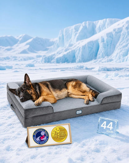 Ohgeni Orthopedic Extra Large Dog Bed Couch, Memory Foam, 44-Inch (Gray) | Waterproof Pet Bed with Machine-Washable Removable Cover & Soft Comfortable Fabric11