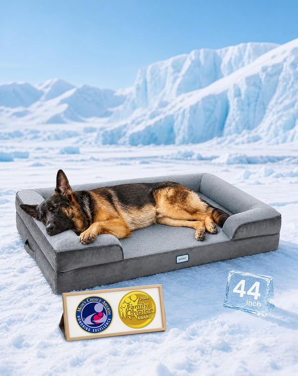 Ohgeni Orthopedic Extra Large Dog Bed Couch, Memory Foam, 44-Inch (Gray) | Waterproof Pet Bed with Machine-Washable Removable Cover & Soft Comfortable Fabric11