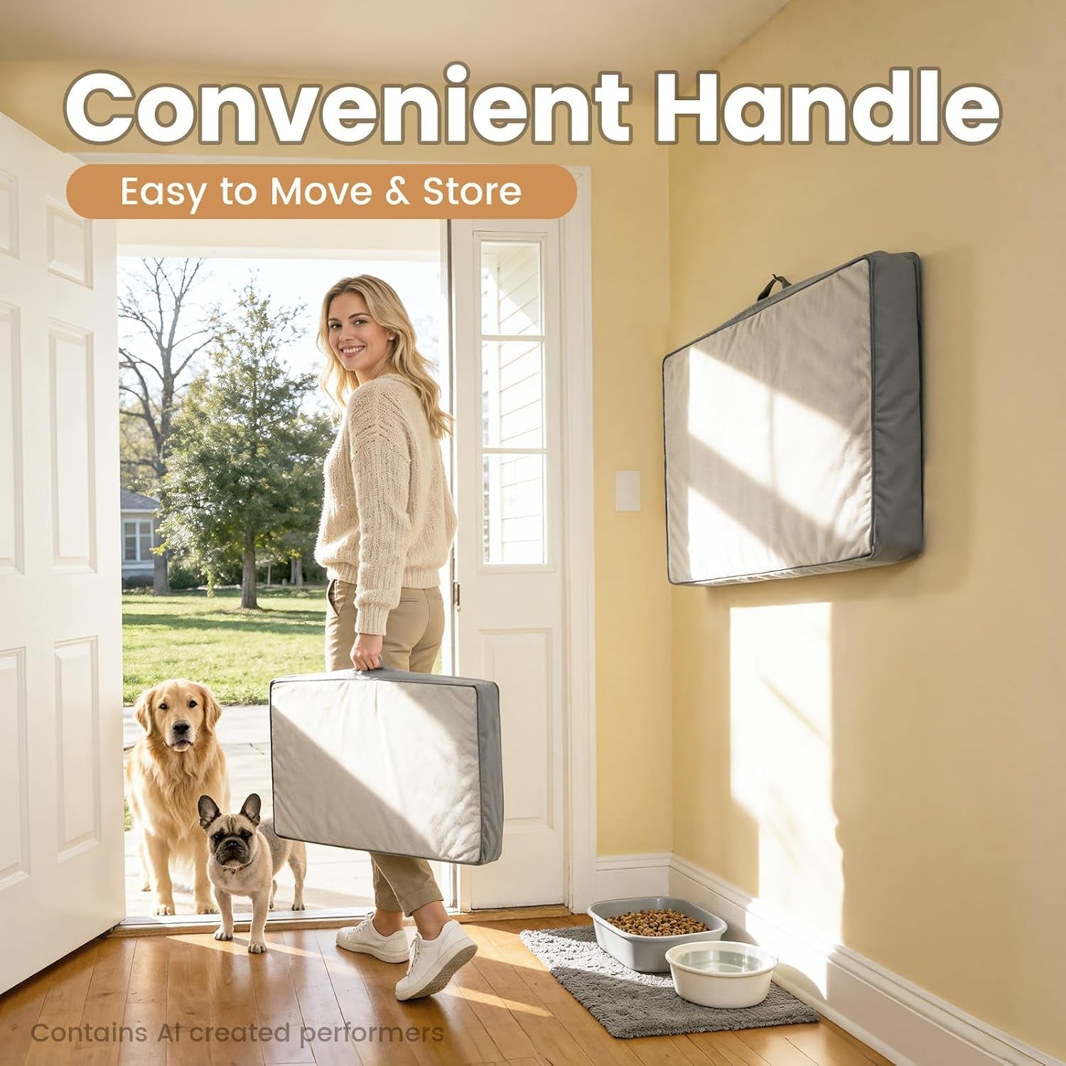 ohgeni-orthopedic-waterproof-large-dog-bed-memory-foam-41-inchgray-machine-washable-removable-cover-in-easy-clean-fabric-reversible-memory-foam-easy-carry-handle-suitable-for-crate