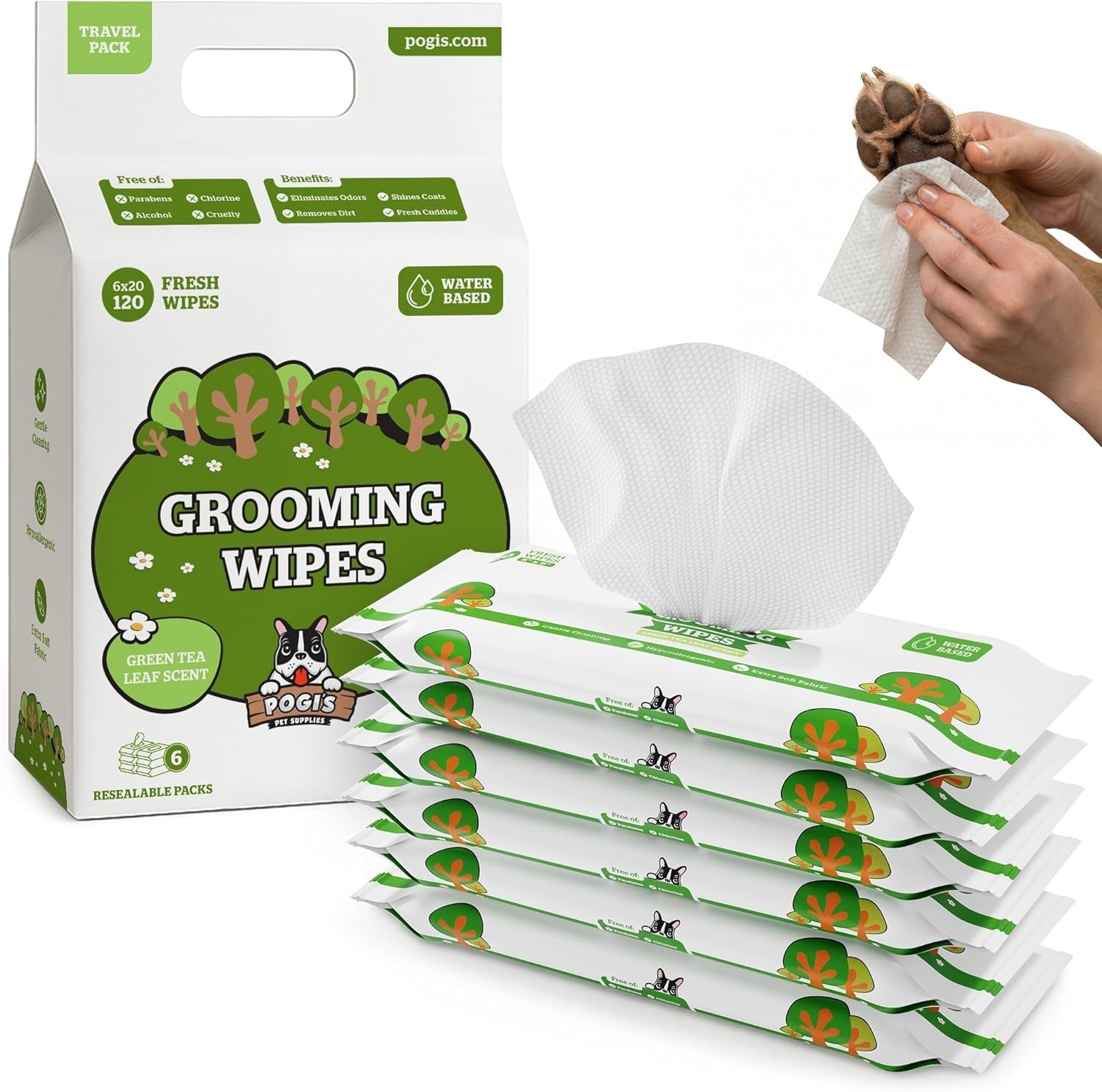 pogi-s-dog-grooming-wipes-hypoallergenic-pet-wipes-for-paws-body-butt-cleaning-hydrating-fragrance-free-100-count