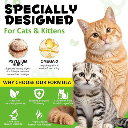 Cat Hairball Support Crunchy & Creamy Chews,Omega 3 & Zinc for Healthy Skin & Coat, Tasty Chicken Flavor,Supports Skin & Coat, Digestion,30-Day Supply2