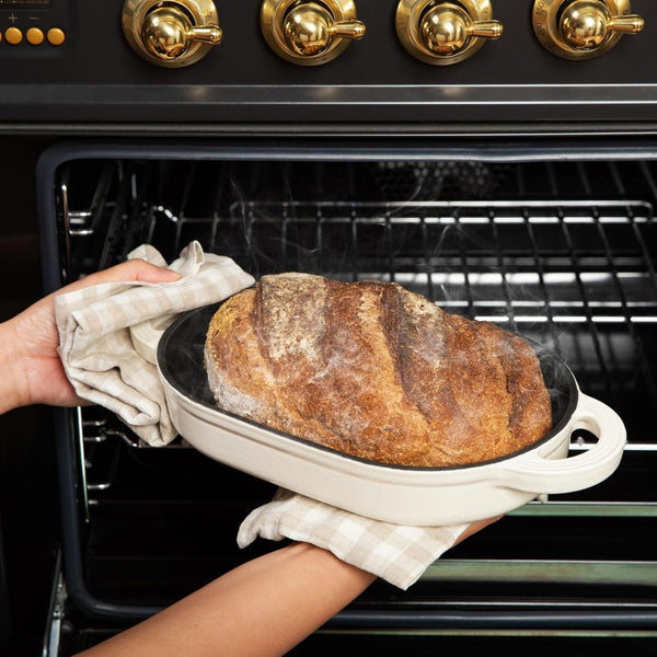 Cast Iron Oval Bread Oven, 10" X 6.5" - Rustic Dutch Oven Bread Cloche with Steam Circulating Lid for Perfect Sourdough4