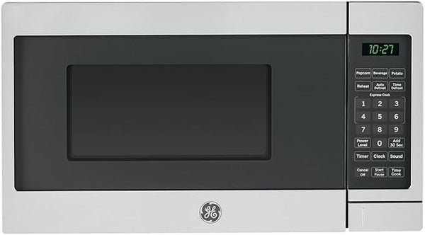 GCST07N1WSS Countertop Microwave Oven 700-Watt Compact 0.7 Cu Ft Stainless Steel Bundle with 2 YR CPS Enhanced Protection Pack and Deco Chef Pair of Red Heat Resistant Oven Mitt2