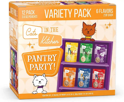 Weruva Cats in the Kitchen, Pantry Party Pouch Variety Pack in Gravy Cat Food, 3Oz Pouch (Pack of 12)1