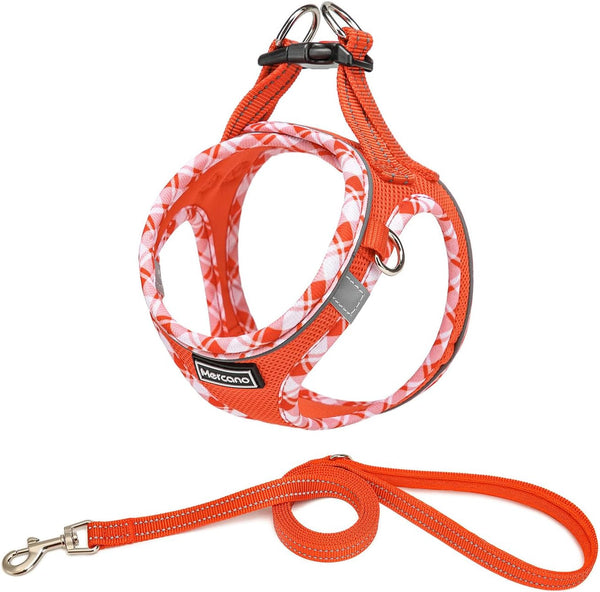 Mercano Soft Mesh Dog Harness and Leash Set, Step-In Reflective Breathable Lightweight Vest Harnesses with Safety Buckle for Small Dogs, Cats (Pink, S)18