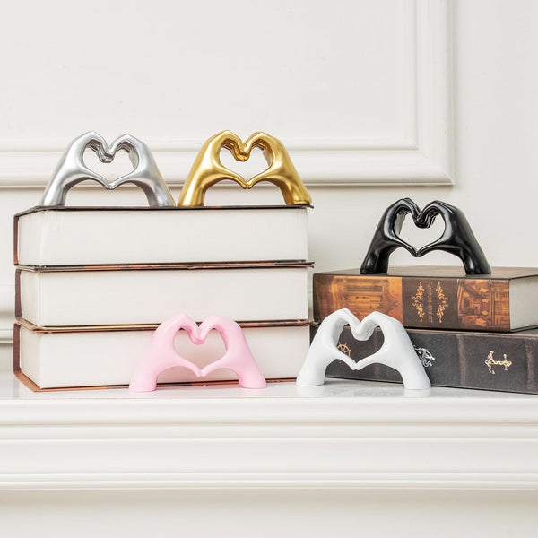 Small Heart Hands Sculpture Decor for Living Room Bedroom Bookshelf Coffe Table and Office Display, Love Finger Statue Modern Aesthetic Home Decor, Unique Gift for Wedding Christmas Birthday (Gold)6