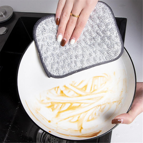 Multipurpose Wire Dishwashing Rags for Wet and Dry, Reusable Wire Miracle Cleaning Cloths, round Wire Washing Cloth, Non Scratch Wire Dishcloth for Kitchen, Sinks, Pots, Pans (5PCS)7