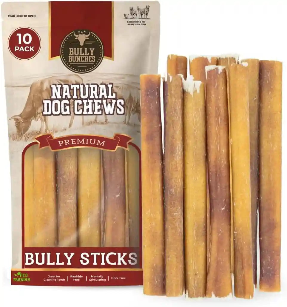 bully-bunches-premium-6-standard-5-pack-odor-free-bully-sticks-for-small-to-medium-dogs-puppies-consistently-sized-long-lasting-chews-for-oral-care-all-natural-100-beef-dog-treats