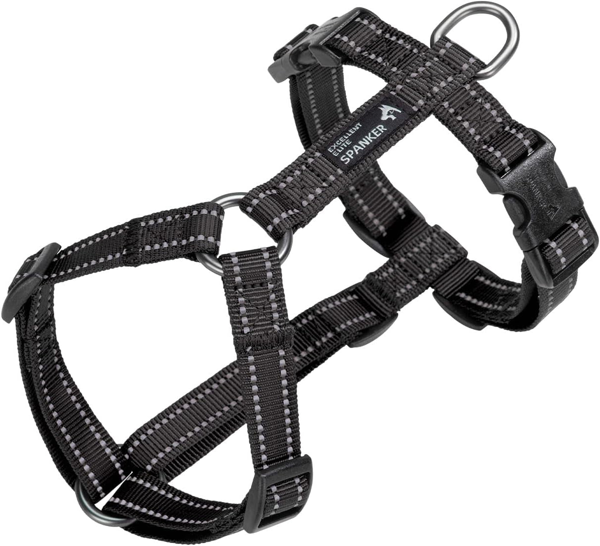 excellent-elite-spanker-no-pull-dog-harness-reflective-nylon-vest-l-shaped-adjustable-easy-pet-harness-for-small-medium-large-breeds-dogs-walking-training-black-redpink-m