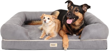 Friends Forever Large Dog Bed Couch, Orthopedic Pet Sofa Memory Foam | Dog Couch with Washable Removable Bed Cover, Non-Slip Bottom, Indoor Calming Chairs Mattress, Chester, Pewter Grey Large19