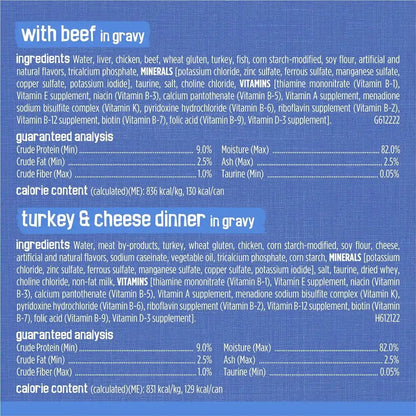 Purina Friskies Wet Cat Food Variety Pack, Shreds with Beef, Turkey and Cheese Dinner, Chicken and Salmon Dinner, and with Ocean Whitefish and Tuna - (Pack of 40) 5.5 Oz. Cans6