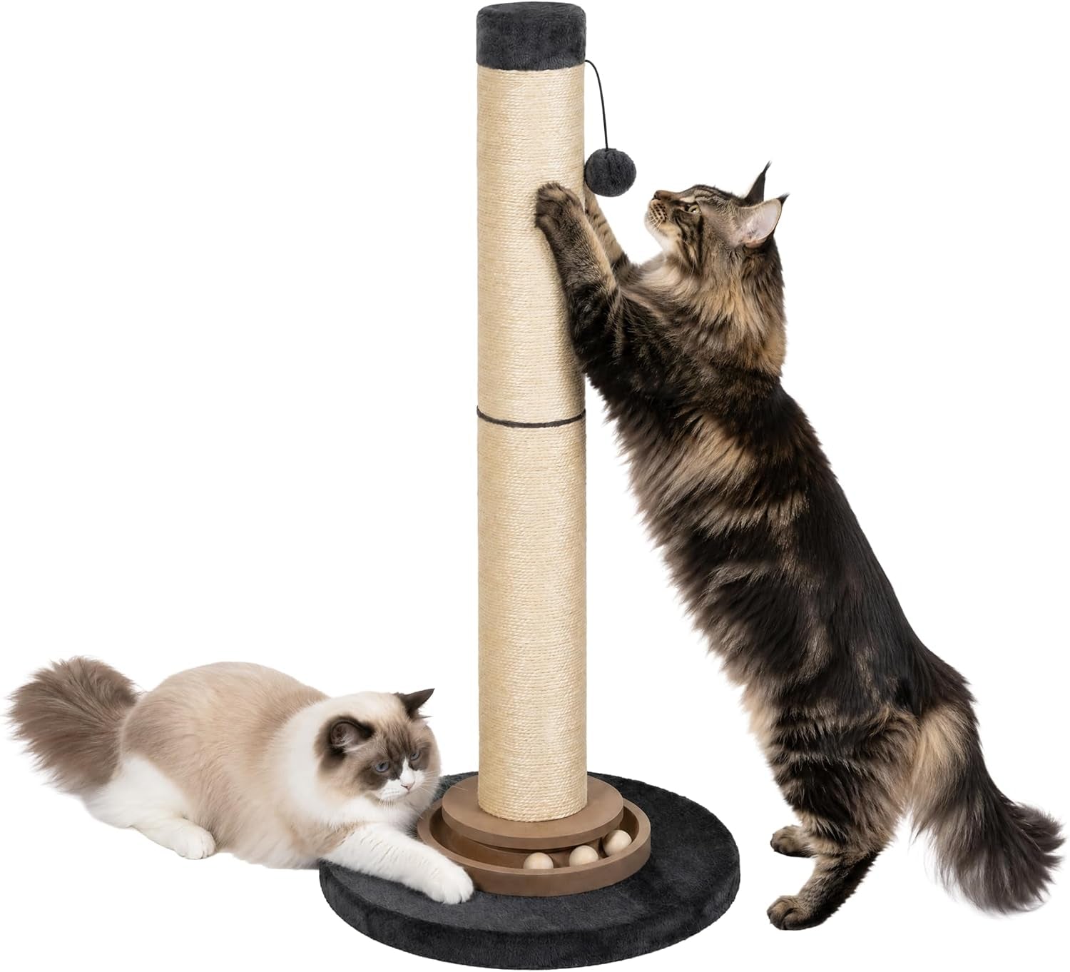 heavy-duty-cat-scratching-post-35-inch-tall-cat-scratcher-cat-tree-tower-with-hanging-ball-for-indoor-cats-adults-sisal-scratching-post-with-toys