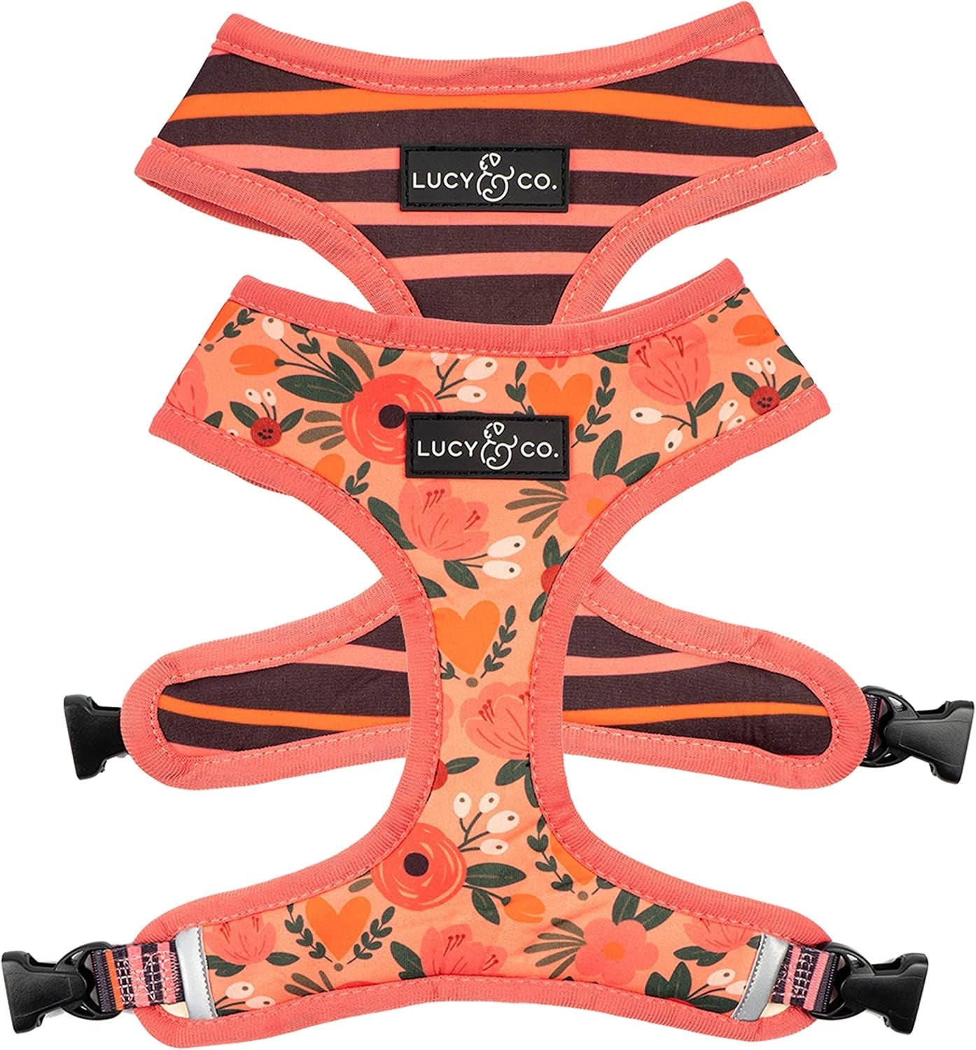 lucy-co-reversible-dog-harness-water-repellent-neoprene-dual-print-design-easy-swap-style-adjustable-comfort-fit-take-a-bow-reversible-harness-small