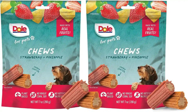 Dole for Pets Freshly Fetched Dog Chews with Banana and Pumpkin Flavor, No Wheat Corn Soy Artificial Flavors Colors or Preservatives, Chewy Center Firm Texture, 7.5 Oz10