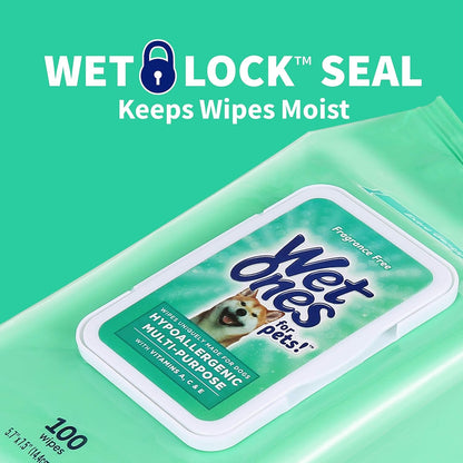 Wet Ones for Pets Hypoallergenic Multipurpose Dog Wipes with Vitamins A, C and E - Fragrance-Free Dog Grooming Wipes with Vitamins, Wet Lock Seal, 100 Count4