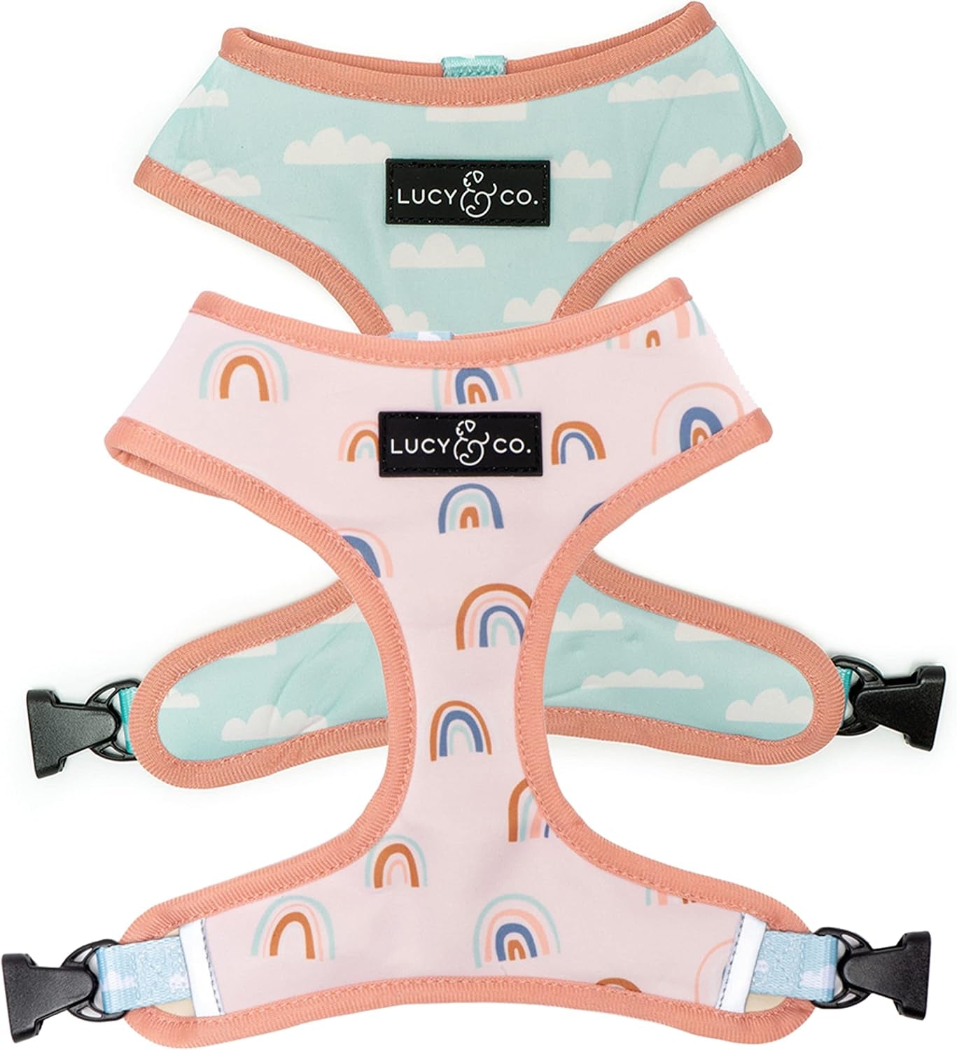 lucy-co-reversible-dog-harness-water-repellent-neoprene-dual-print-design-easy-swap-style-adjustable-comfort-fit-take-a-bow-reversible-harness-small