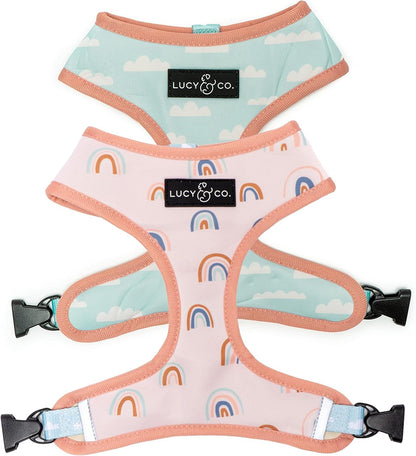 Lucy & Co. Reversible Dog Harness - Water-Repellent Neoprene, Dual-Print Design, Easy Swap Style, Adjustable Comfort Fit - Take a Bow Reversible Harness - Small30