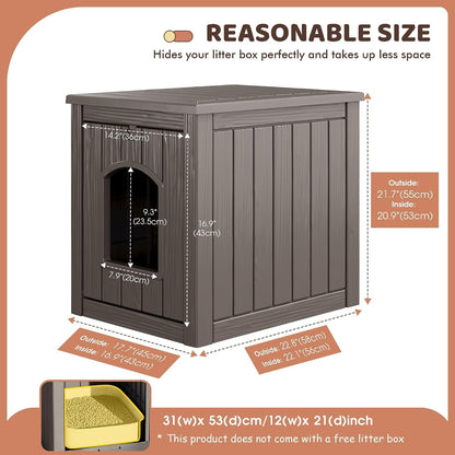 KAMABOKO Cat Litter Box Enclosure, Waterproof Plastic Hidden Litter Box Furniture with Openable Door, Multi-Functional Cat Furniture for Living Room Bedroom (Gray)5