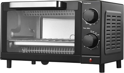 4 Slice Toaster Oven with 3 Setting, Baking Rack and Pan, Black, New7