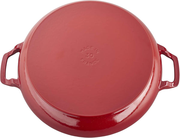 Staub Cast Iron Braiser, Dutch Oven, 3.5-Quart, Serves 3-4, Made in France, Cherry2