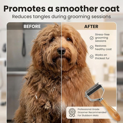 Dematting Comb for Dogs, Undercoat Rake Grooming Tool for Matted Pet Hair | Best Dematting Brush for Doodles & Poodles, Detangling De Matted Hair, Tool for Removing Shedding Fur, Cat Deshedder Brushes3