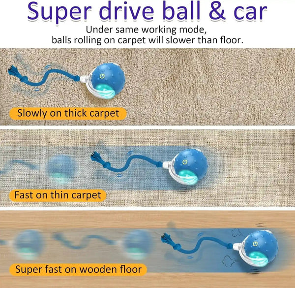 Giociv Interactive Cat Toys Ball for Indoor Cats Fast Rolling on Carpet, Chirping & Motion Activate Cat Toys (Blue)2