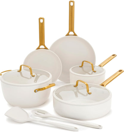 Nonstick Reserve Pro 10 Piece Cookware Set, NSF Certified Ceramic, Hard Anodized Pfas-Free Pots & Pans Set with Lids, Stainless Steel Handles, Oven & Dishwasher Safe, Cream White1