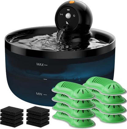 Cat Water Fountain Wireless Cordless: Cat Fountain for Drinking Battery Operated - 88Oz/2.6L Black Pet Water Fountain Rechargeable - Quiet Cats Water Bowl Dispenser with Motion Sensor - Small Animals10