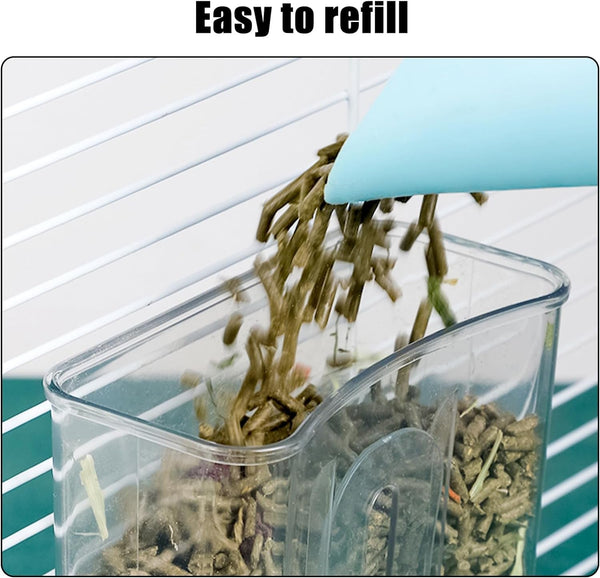 Hanging Automatic Food Dispenser, 27Oz Large Capacity Hanging Pet Cage Feeder for Rabbit Bird Chinchilla Hedgehog Guinea Pig Ferret Kitty Puppy (Gray)2