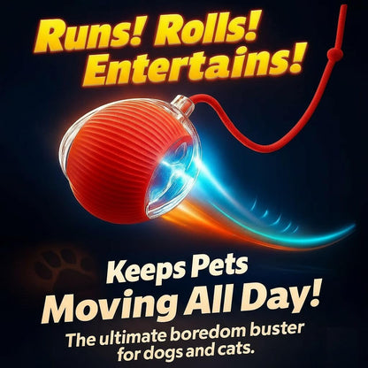 Purrmitive 2026 Durable Interactive Cat Toys for Indoor Cats, Dog Toys Ball, Rolling Pet Ball, Smart Automatic Cat Chase Balls Toy, Interactive Dog Toys Speedy Tail,Kitten & Cat Toys Interactive (Red)3
