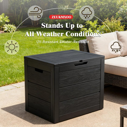 35 Gallon Outdoor Storage Box Waterproof,Deck Boxes Outdoor Waterproof,Resin Deck Box Delivery Boxes for outside for Package Delivery,Patio Cushions,Gardening Tools,Uv Resistant5