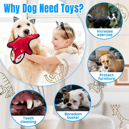 LECHONG No Stuffing Dog Squeaky Toys, Glowing Eyes Crinkle Plush Puppy Toys for Teething Chewing, 5Pcs Flat Tough Dog Toys Set for Large Medium Small Dogs to Keep Them Busy6