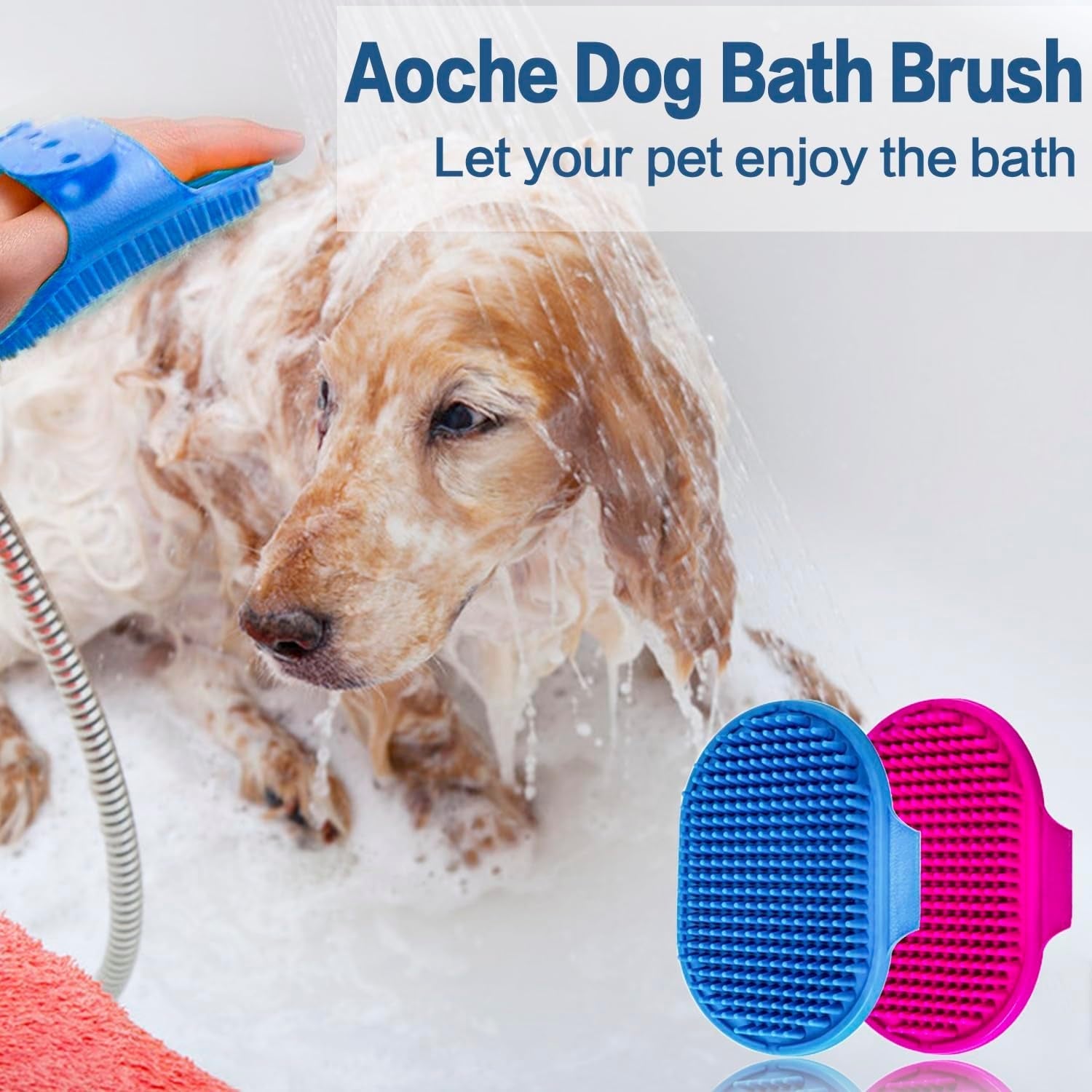 dog-bath-brush-pet-bath-comb-brush-soothing-massage-rubber-comb-2pcs-with-adjustable-ring-handle-for-long-short-haired-dogs-and-cats-blue-rose