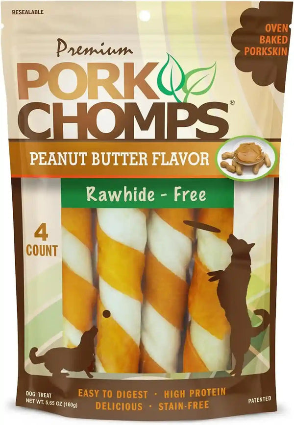 Pork Chomps Roasted Pork Skin Dog Chews, 6 Inch Twists, 15 Count - Long-Lasting Treats for Dogs - High Protein, Rawhide-Free, Low Fat, Healthy & Delicious Chews18
