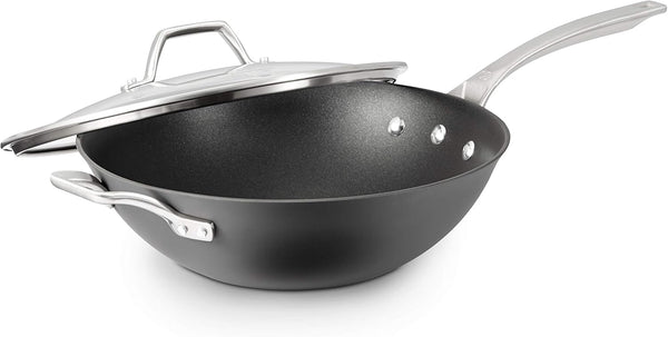 Calphalon Signature Hard-Anodized Nonstick Wok, 12", Flat-Bottom, Oven-Safe, Pfoa-Free, Black1