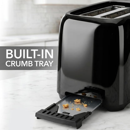 Electric 2 Slice Toaster Machine 6-Shade Setting, Black TP2210B | Compact Design and Removable Crumb Tray, 700W Power Perfect for Toasting Bread, Thin Bagels and Waffles7
