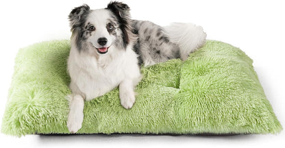 EHEYCIGA Fluffy Dog Crate Bed for Extra Large Dogs, Plush Faux Fur Pad, Calming anti Anxiety XL Bed for Crate, Washable Soft Warm Dog Mat with Non-Slip Bottom, Grey14