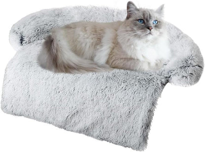 Calming Dogs/Cats Bed Mats, Dog Pad Washable Removable Couch Cover, Plush Long Fur Mat for Pets, Waterproof Lining, Perfect for Small, Medium and Large Dogs and Cats (Gradient Gray, 36"X31")30