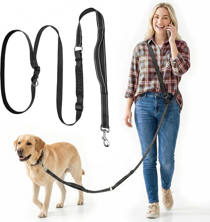 Xiaz Hands Free Dog Leash,Versatile Crossbody Dog Leash,5.9-7.9 FT Waist Belt with Double Handles for Small Medium and Large Dogs Walking, Running and Jogging, Red9