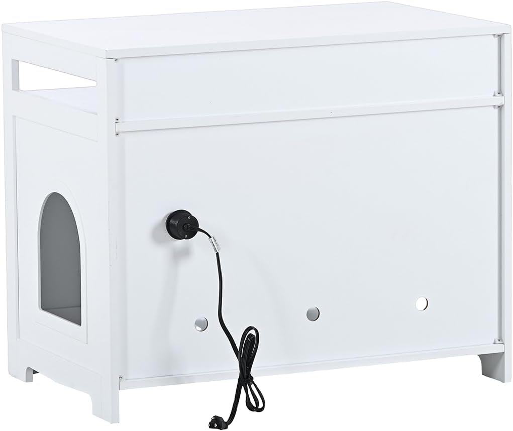 31-5-l-white-cat-litter-box-enclosure-with-hidden-plug-2-doors-indoor-large-cat-washroom-storage-bench-side-table