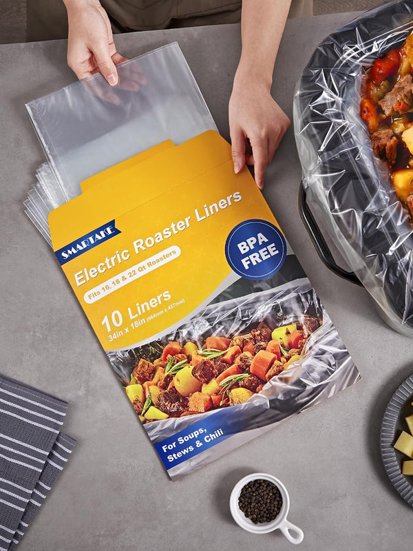 Electric Roaster Liners for Instant Cleanup, 18 X 34 Inch | 10-Count Disposable Turkey Oven Cooking Bags, Bpa-Free, Fits 16, 18, 22 Quart Roaster Pans, for Thanksgiving Christmas8