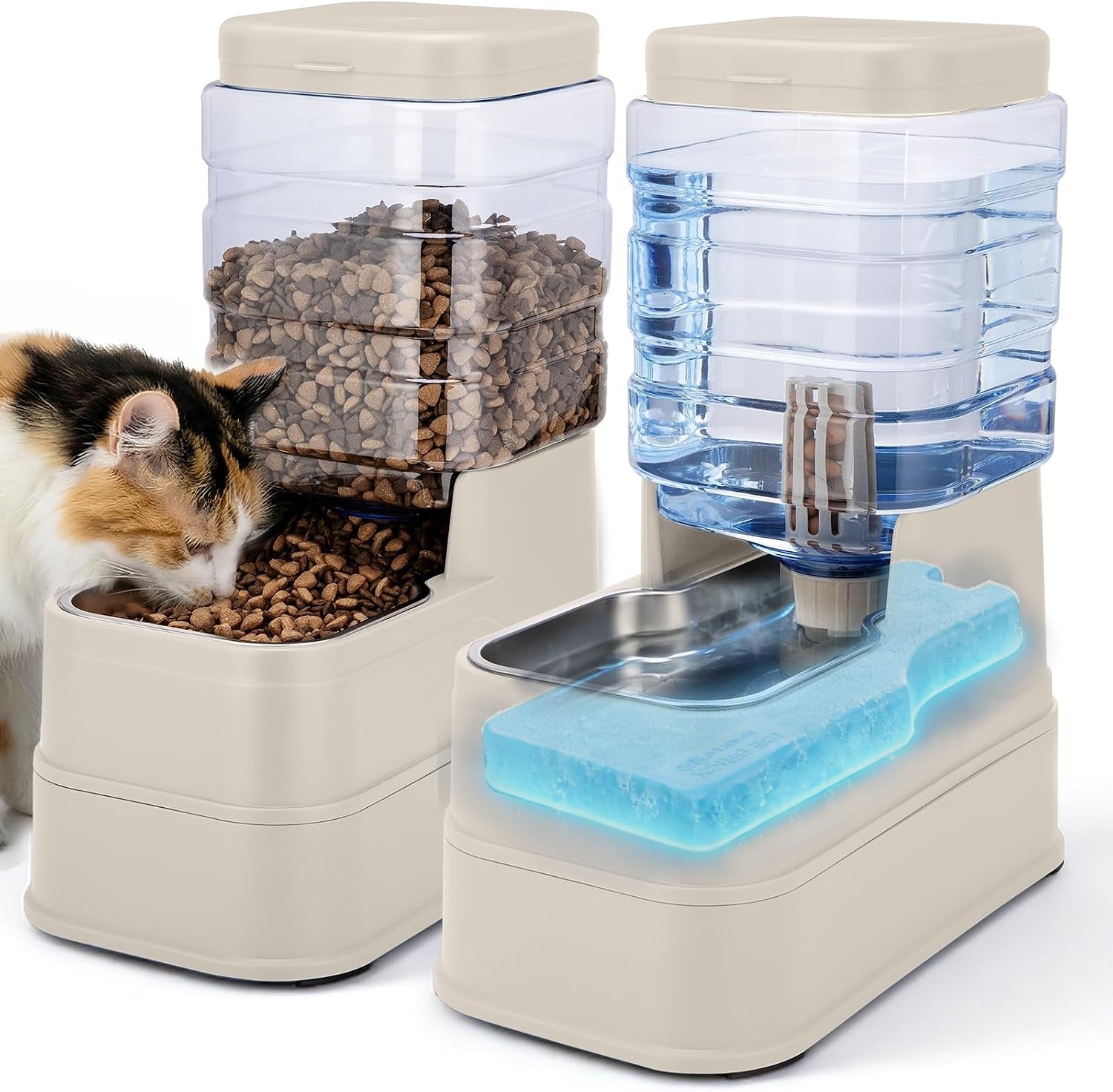 2-pack-automatic-cat-feeder-and-water-dispenser-1-3gallon-dog-gravity-food-feeder-and-water-with-ice-pack-stainless-steel-dry-food-and-waterer-bowl-for-small-medium-large-pets-blue