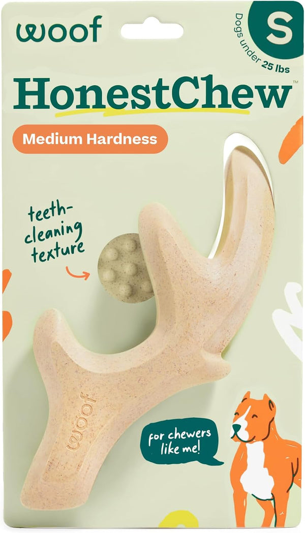 WOOF Honestchew Antler Dog Chew Toy for Dogs 25-60 Lbs | Includes Antler & Infinity, Plant-Based Materials, Splinter-Resistant, Durable Chews, Supports Dental Care, Gift-Ready Set13